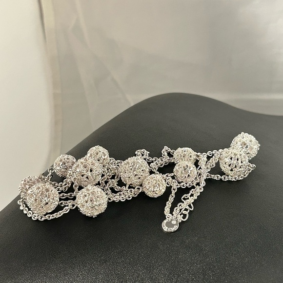 Charter Club 44” Pavé Filigree Ball Double Up Bright Silver Tone Rhinestones - Picture 3 of 9